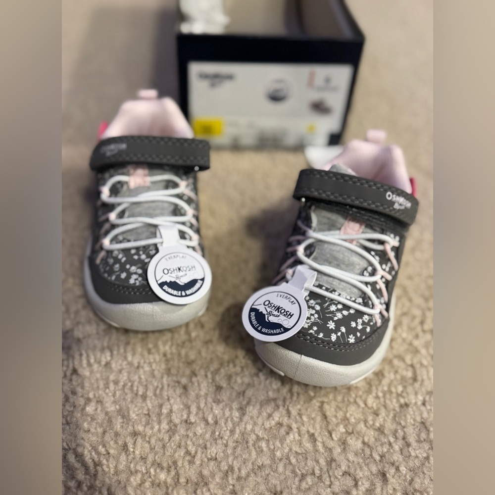 OshKosh B'gosh Floral Sneakers Gray and Pink